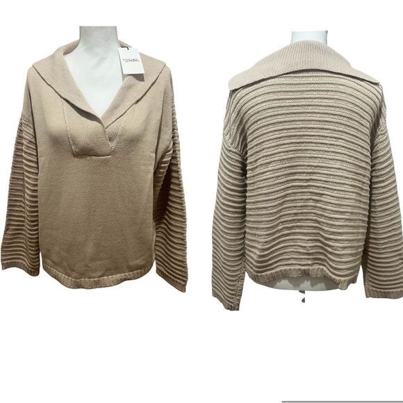 NWT Revolve Stitches and Stripes oversized sweater size large with collar - Picture 4 of 9